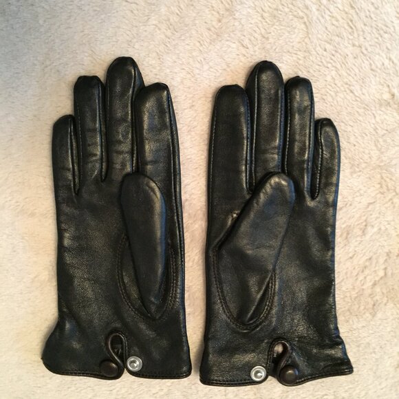 Black leather gloves sz S - Picture 3 of 11